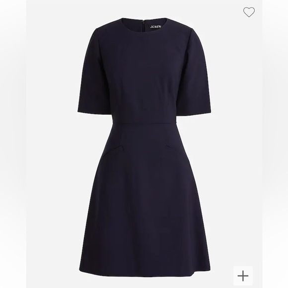 J. Crew Short sleeve mini dress in bi-stretch wool blend BP599 Navy 20 - Picture 3 of 6